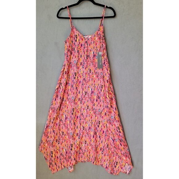 Womens Spaghetti Strap Dress Colorful Coral Graphic Print With Pockets Sz S NEW! - Picture 4 of 12